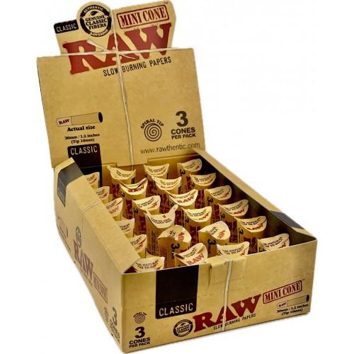 RAW CLASSIC MINI CONE 3PK 24CT/BX